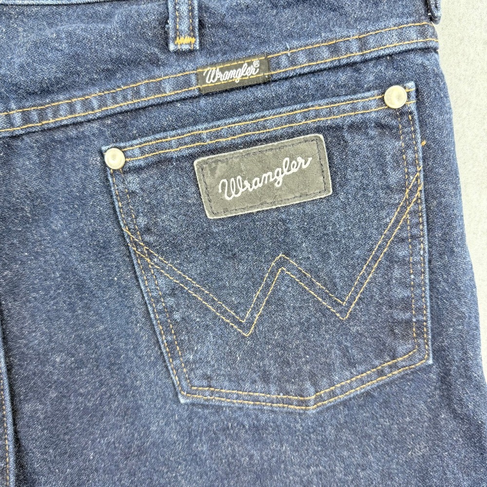 Wrangler 933SEDD Vintage Jeans 35x34 Made in USA Black Patch Dark Indigo Denim